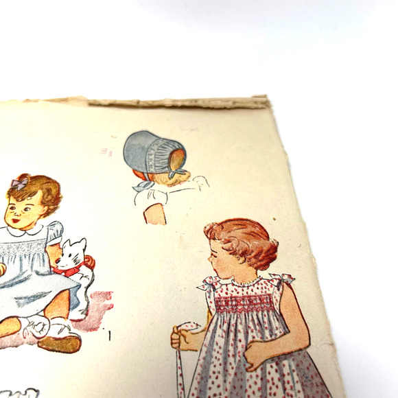 Simplicity Vintage 1946 Pattern #1786 Girls Smocked Dress and Bonnet Size 2 HTF - Picture 3 of 9